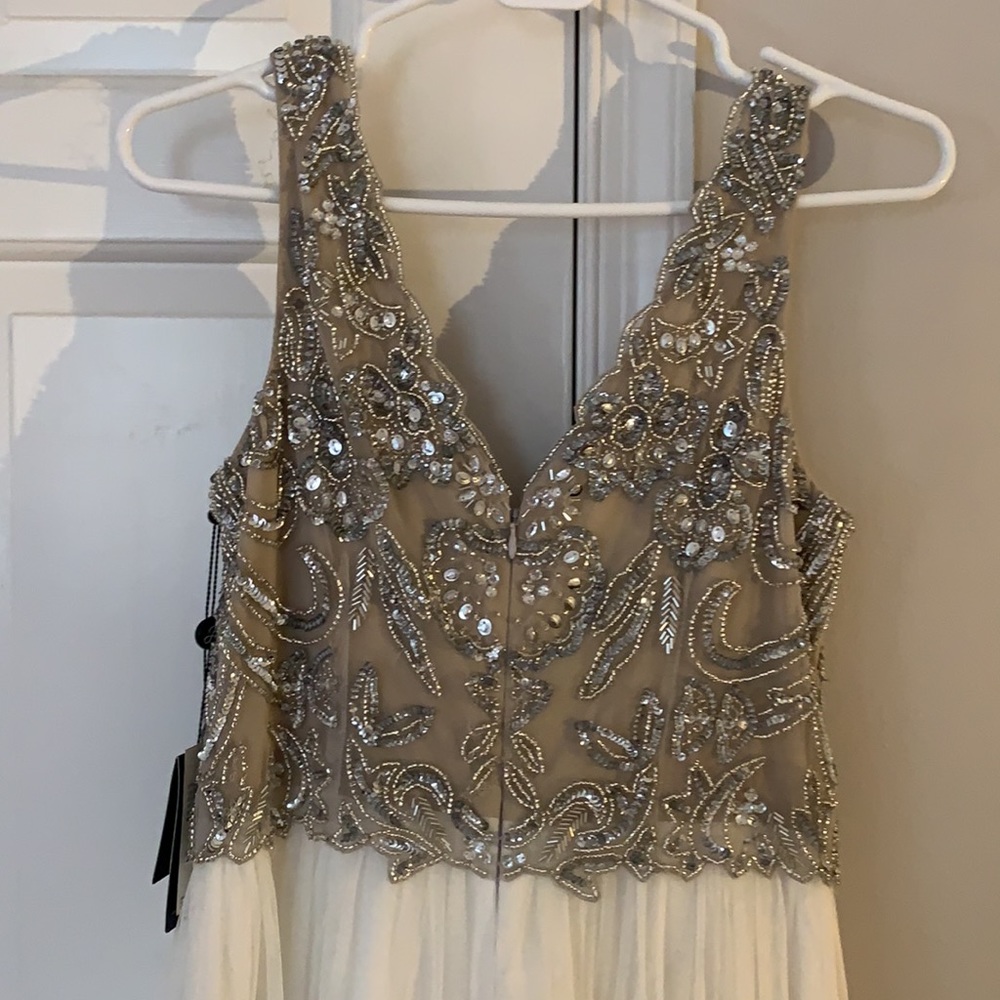 NWT Adrianna Papell ivory beaded long dress - Picture 6 of 7